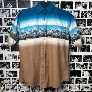 Vintage shirt panhandle slim blue button down men’s large coyote print